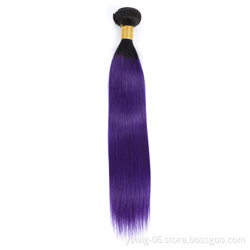 XCCOCO Ombre Hair Bundles 10A Quality Hair 1b/Purple# Human Cuticle Aligned Virgin Brazilian Human Hair Bundles